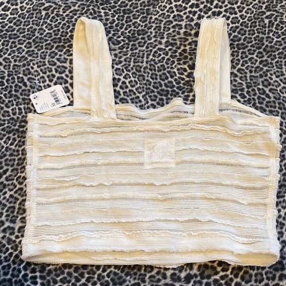 Free People Movement Femme Tank Cropped Bra Bralette Ivory Sz M NWT - Picture 5 of 5